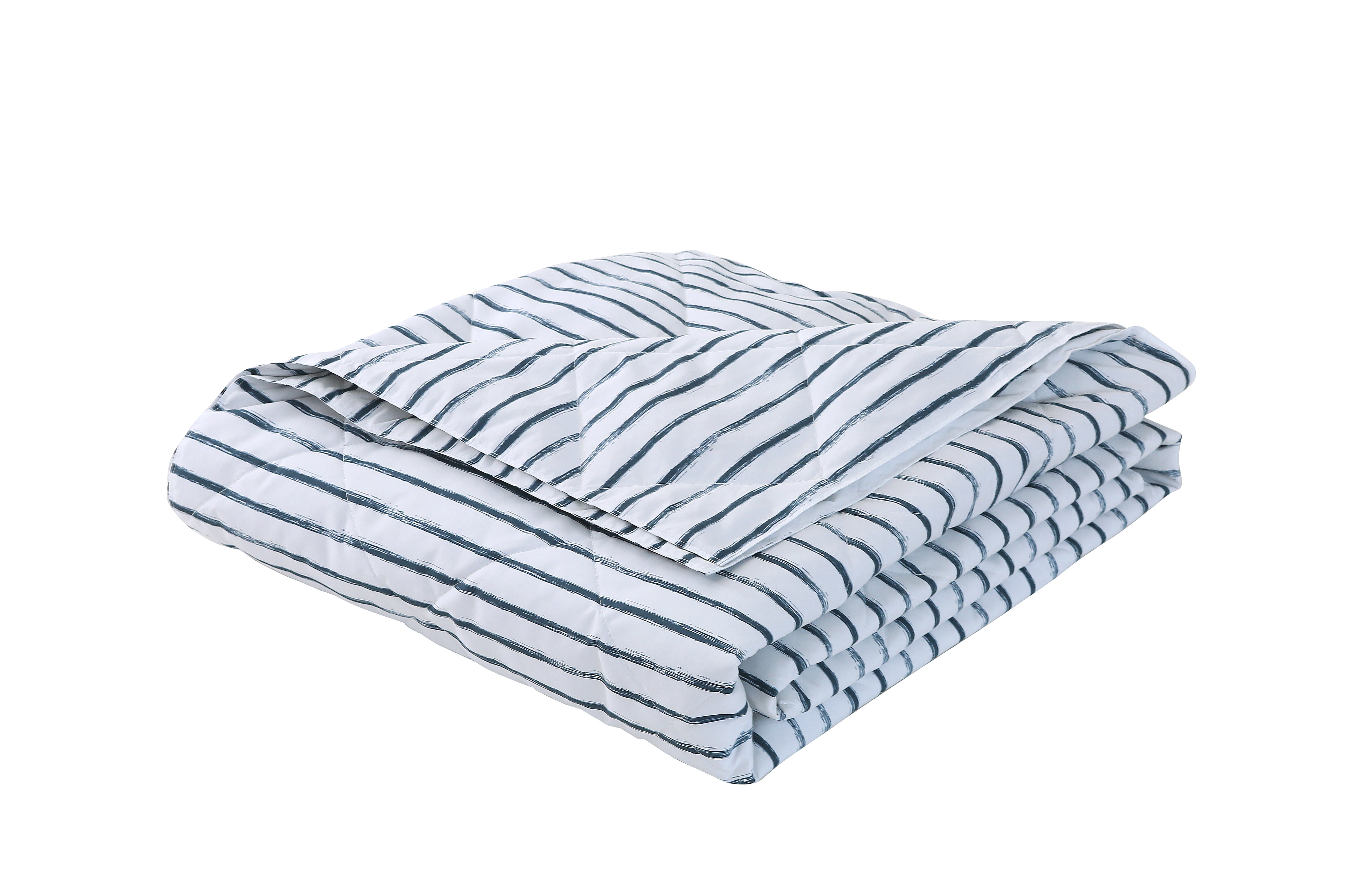 St. James Home Soft Cover Nano Feather Filled Blanket, White/Navy Stripes, King