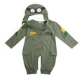 thumbnail image 3 of Infant Boys Little Pilot Costume Army Green Long Sleeve Rompers, 3 of 6