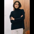 thumbnail image 4 of Suéter de Mujer, Jersey de Punto Grueso de Larga con Dobladillo Alto y Bajo, Jersey Básico de Moda para Otoño e Invierno. Negro Talla Única, 4 of 8