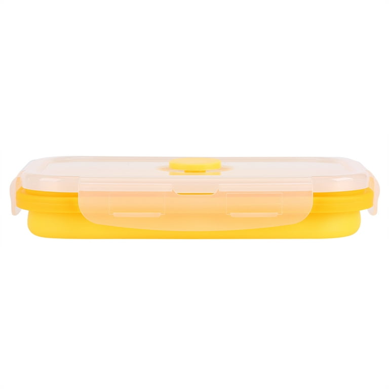 Tebru Food Container, Collapsible Lunch Box,Food Grade Silicone Foldable  Lunch Box Portable Rectangle Food Storage Container 