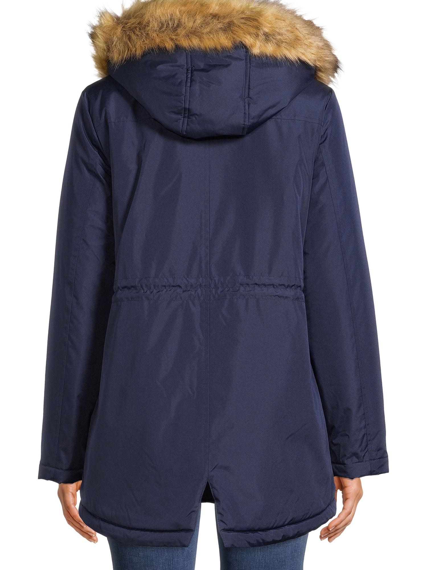 Women's fritha insulated quilted fur online trimmed hooded parka jacket navy