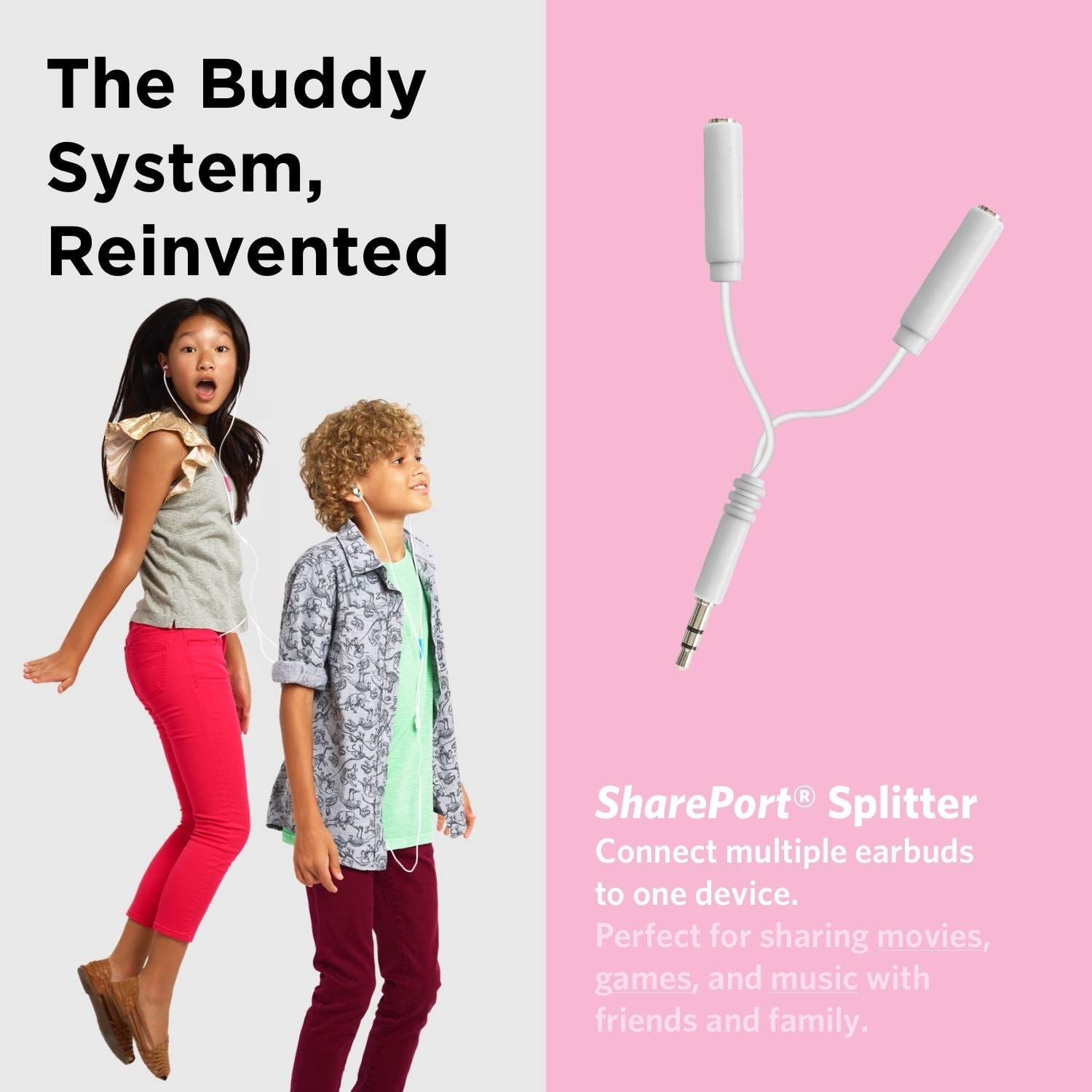 LilGadgets BestBuds Volume Limited, Wired in-Ear Earbuds for Kids (Includes Microphone, Travel Case & Splitter) Ear Buds for Kids, Perfect Headphones for School - Pink