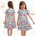 thumbnail image 5 of Benylion Girls Pajamas Dresses Toddler Dinosaur Summer Sundress Kids Short Sleeve School Casual A Line Twirly Skater Dresses for 9-10 years, 5 of 6