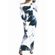 thumbnail image 3 of Vestido Maxi Ajustado para Mujer, Moda Otoño , Larga, Estampado Floral, Ajustado, Fruncido, para Fiesta y Club. Azul S, 3 of 7