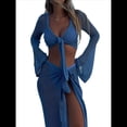 thumbnail image 3 of Conjunto de Bikini de Dos Piezas para Mujer, Estilo Crochet, con Aberturas, para Playa Azul S, 3 of 10