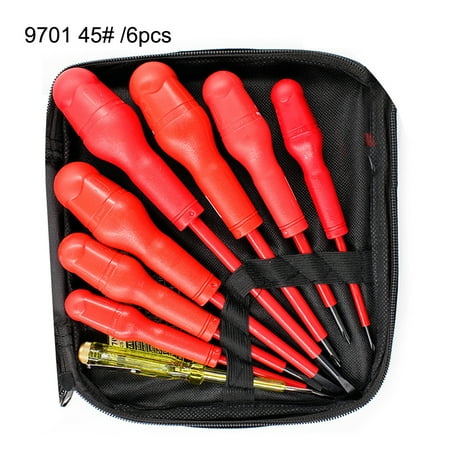 

pinshui 6Pcs Electrician Insulated Screwdriver Set Hand Tool Multifunctional Refrigerator Repairing Screw Driver