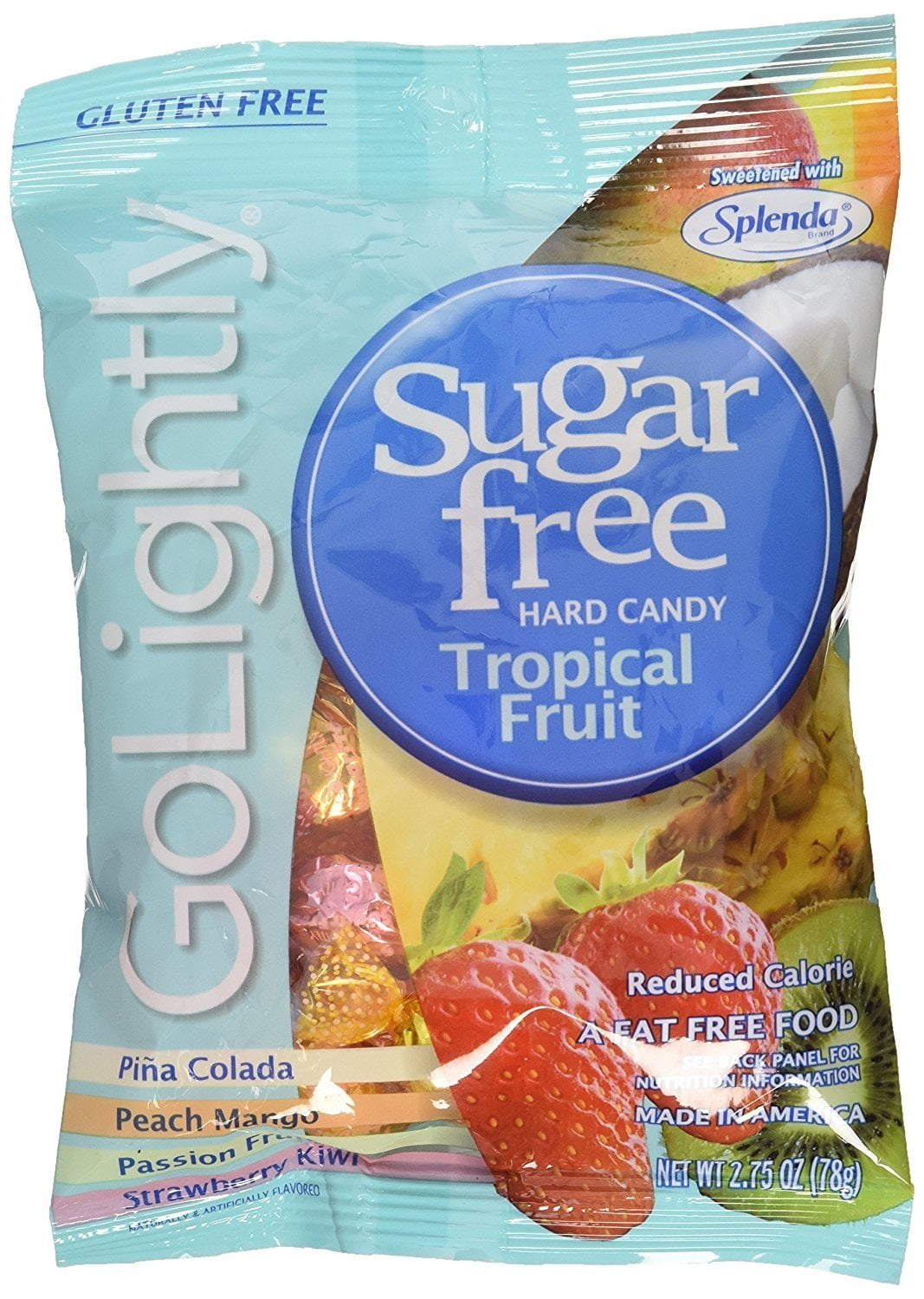 Go Lightly Sugar Free Hard Candy Tropical Fruit Assortment, 2.75 oz bag