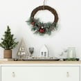 thumbnail image 2 of Northlight Ornaments, Pine Needles and Stars Frosted Small Artificial Christmas Half Wreath - 13.75", 2 of 5