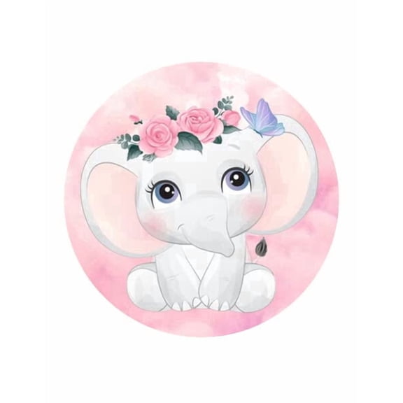 Pink Baby Shower Elephant Edible Icing Image Cake Topper, by Tnct.