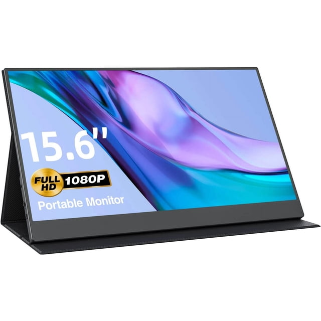 VisionOwl Monitor portátil - Pantalla de computadora delgada de 15,6 pulgadas Monitor externo para juegos Full HD 1080P USB tipo C HDMI IPS Pantalla con cubierta para computadora portátil de viaje Mac