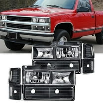 Nilight Headlight Assembly for 1994 - 1998 Chevy Silverado Tahoe Suburban C10 C/K 1500 2500 3500 Replacement Headlamp Black Housing Clear Reflector Bumper Corner Lamp