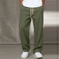 thumbnail image 2 of SAWOBUUN Men's Cotton Pants Relaxed Fit Casual Summer Pants Drawstring Elastic Waist Trousers, 2 of 9