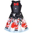 thumbnail image 1 of Girls Dress Black Christmas Santa Snow Xmas Tree Party 7, 1 of 7