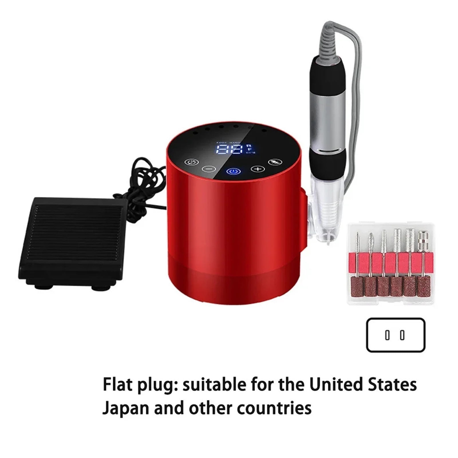 Electric Nail Drill File, Round Acrylic and Gel Manicure Polisher for Home Salon Beginners