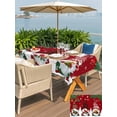 thumbnail image 4 of Outdoor Tablecloth with Umbrella Hole and Zipper, Christmas Gnomes Rectangle Table Cloth 54x80 Inch Waterproof Tablecloth, Red Joy Pine Branches Cardinal Birds Picnic Table Cover for Patio Camping, 4 of 7