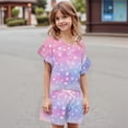 thumbnail image 5 of Abcomgle Girls Short Sets Size 7-8 Girls 2 Piece Outfits Vintage Floral Ruffle Sleeve T-Shirts and Elastic Waist Shorts Cute Casual Girls' Clothing Sets 4-5 Years,Purple Pink, 5 of 5