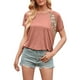 thumbnail image 3 of Camiseta de mujer con estampado de manga corta, cuello redondo, camiseta informal de verano, marrón, XL sidaley AP001232-16, 3 of 7