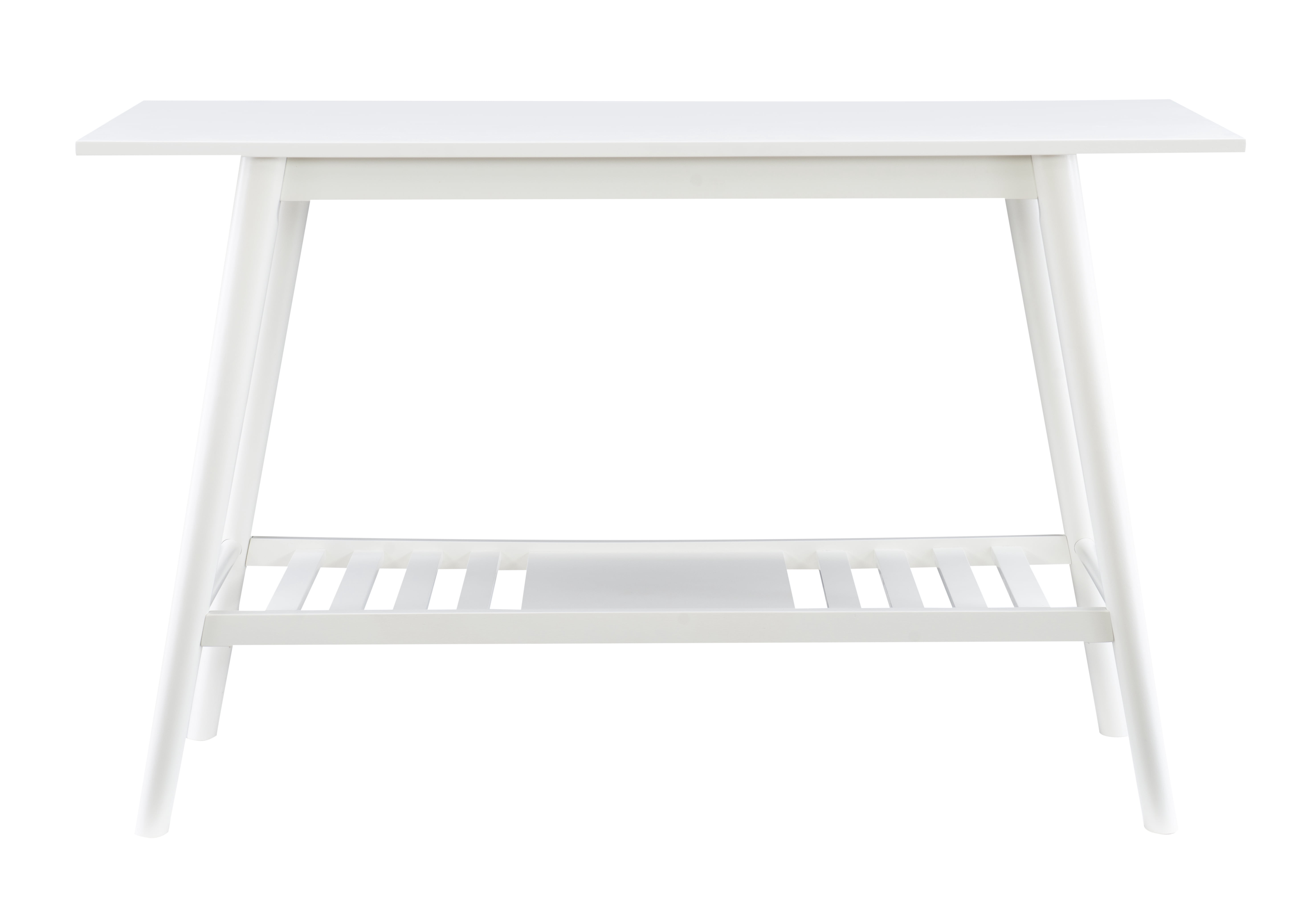Linon Ashville Mid-Century Indoor Console Table with Shelf, White