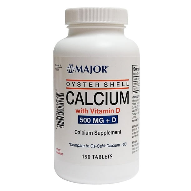 Major Oyster Shell Calcium with Vitamin D 500 Mg 150 Ct Calcium