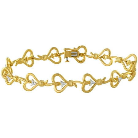 Knots of Love 14kt Yellow Gold over Sterling Silver 1/10 Carat T.W. Diamond Bracelet, 7.5