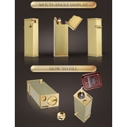 Swiss Vintage Brass Soft-Flame Kerosene Lighter, Refillable, Compact, Grinding Wheel, Unique, Gift Box, Thorens Long Fellow - Inclined Wheel Ignition