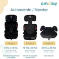 thumbnail image 3 of Amulay | Autoasiento para Bebe de 9 a 36 kg | Booster Car Seat con Arnés de 5 puntos, Respaldo Reclinable, Cojín elevador y Reposa cabezas ajustable | Color Negro, 3 of 5