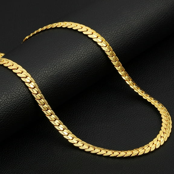 Hot Sale Antique Flat Snake Chain Necklace 4/7mm 14K Yellow Gold Choker Long Chains For Women Men Jewelry