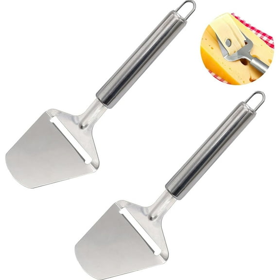 OFEFE 2 PCS Stainless Steel Cheese Slicer For All Types of Cheese - Multi-Functional Cheese Slicer - Handheld Slicer - Silver Non-Stick For Kitchen Cooking Every American Kitchen's Choice