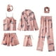 thumbnail image 1 of Conjuntos de pijamas de 7 piezas para mujer, pijamas de seda sintética, conjuntos de ropa de dormir para mujer, ropa de casa de primavera y verano Fridja  nalpqowj16897, 1 of 9