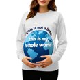 thumbnail image 2 of RKSTN Funny Maternity Sweatshirt for Women Plus Size Crewneck Pregnancy Graphic Print Sweatshirt Womens Casual Oversized Round Neck This is Not a Baby, This is My Whole World Print Sweatshirt, 2 of 7