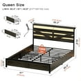 thumbnail image 3 of GUNAITO Queen Bed Frame with Storage Headboard & 4 Drawers, Dark Gray Industrial Metal Platform Bed with Charging Station and LED, 3 of 10
