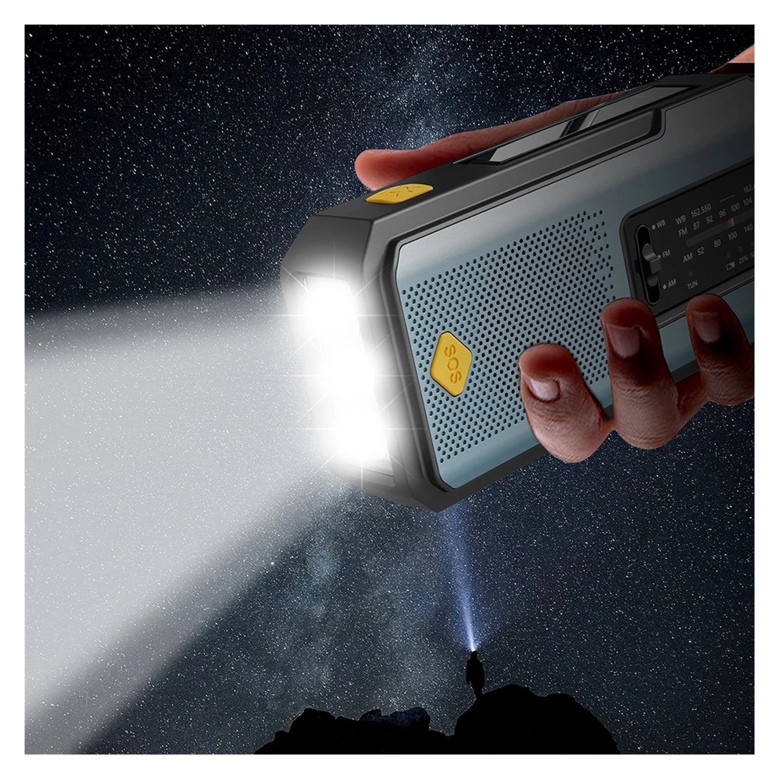 Weather Radio Emergency Multifunctional Radio FM AM WB Hand Crank Solar USB Charging 2000mAh Power Bank Outdoor Flashlight Torch ,Listen Anytime, Anywhere