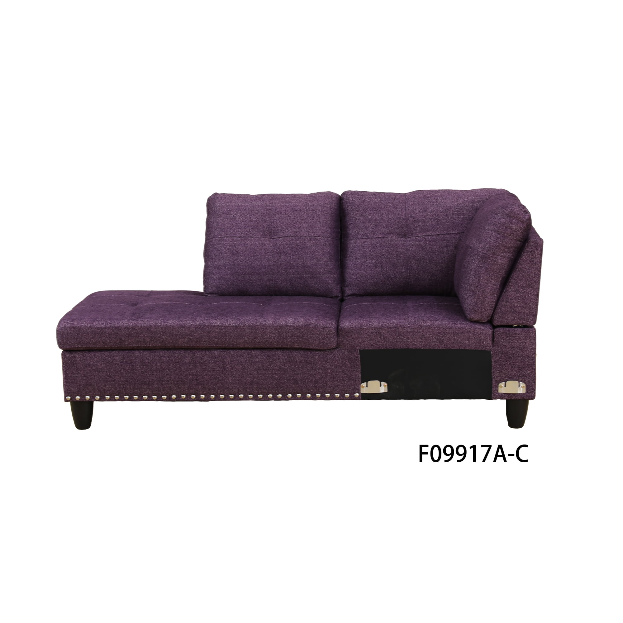 Hommoo L Shaped Flippable Backrest Sectional Couches and Sofas, 4-Seat Linen Sectional Sofa Sets, Modern Living Room Furniture Sets, 15' Back Height, Amaranth(No Ottoman)