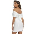 thumbnail image 6 of BEAUKEY Women Off Shoulder V Neck Bandage Dress Button Summer Female Bodycon Mini White, 6 of 6