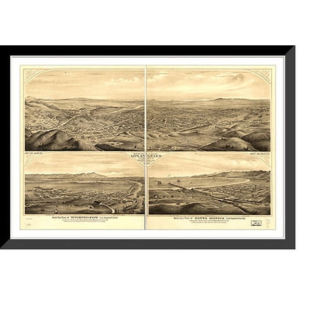 Historic Framed Print, CA Los Angeles 1877 MAP, 17-7/8" x 21-7/8"
