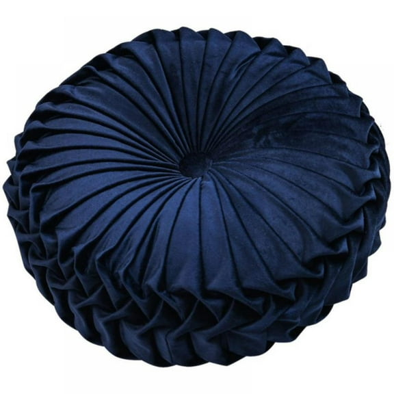 Novobey Round Throw Pillow Cushion Velvet Pleated Pillow Filled European Solid Color Pumpkin Plush Floor Pillow Home Decorative for Sofa Bed Living Room Office Chair Couch