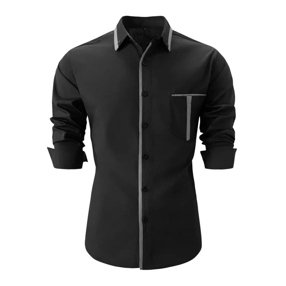 Lu's Chic Men's Vintage Printed Shirt – Long Sleeve, Button Up, Casual Summer Shirt