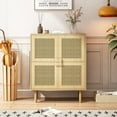 thumbnail image 2 of Tcbosik Wooden Storage Cabinet with 4 Rattan Doors, Freestanding Sideboard, Accent Shoe Cabinet for Bedroom,Living Room, Entryway, Hallways, Natural, 2 of 8