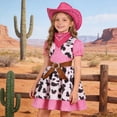 thumbnail image 7 of mgoYE Cowgirl for Girls Western Outfit Dress+ Cowgirl Hat + Square Towel for Halloween Western Dress Up(Hot Pink,6-7 Years), 7 of 7