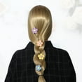 thumbnail image 2 of Unique Bargains 2pcs Rhinestone Flower Shape Long Tassel Hair Clip Chains Women Wedding Party Purple Yellow Orange Blue, 2 of 6