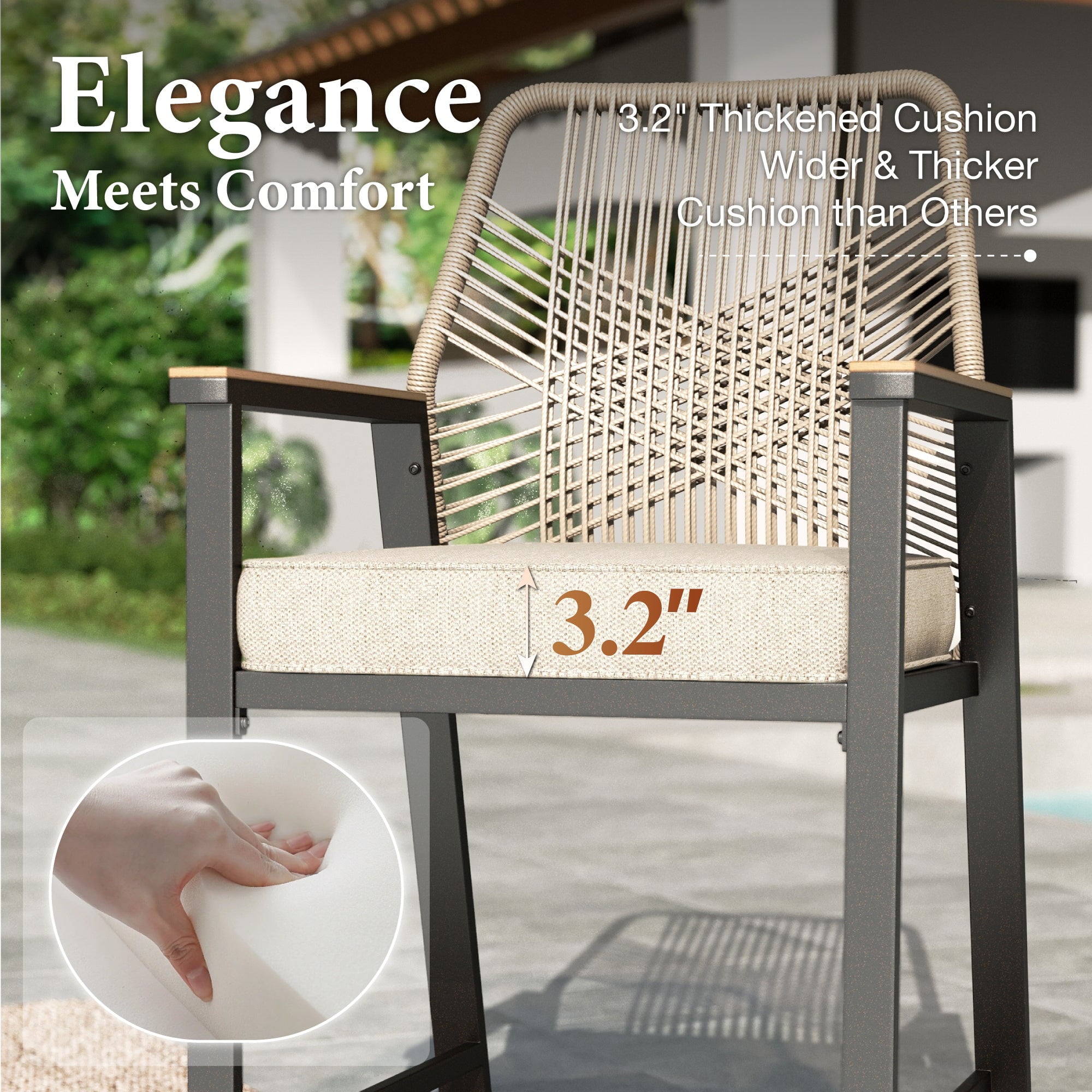 MF Studio 7-Piece Outdoor Patio Bar Set, All-Weather Rattan Bistro Set Dining Set with Fixed & 2 Swivel Patio Bar Stools, 67” Rectangle Bar Table