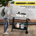 thumbnail image 4 of PRZL Outdoor Grill Cart, Movable Food Prep and Work Cart Table, Pizza Oven Stand Table with Wheels, Indoor & Outdoor Multifunctiona Stainless Steel Flattop BBQ Table for Home Party Camping(Silver), 4 of 14