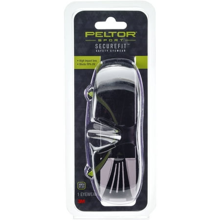 3M Peltor SF400PG8 Sport SecureFit 400 Shooting/Sporting Glasses Black/Green Frame Gray Polycarbonate Lens 1