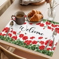 thumbnail image 3 of Welcome Pastoral Flowers Placemats Set of 12, Red Flower Bee Green Leaf Non-Slip Place Mats Washable Table Mats for Kitchen Dining Table Decorations Indoor/Outdoor, 3 of 9