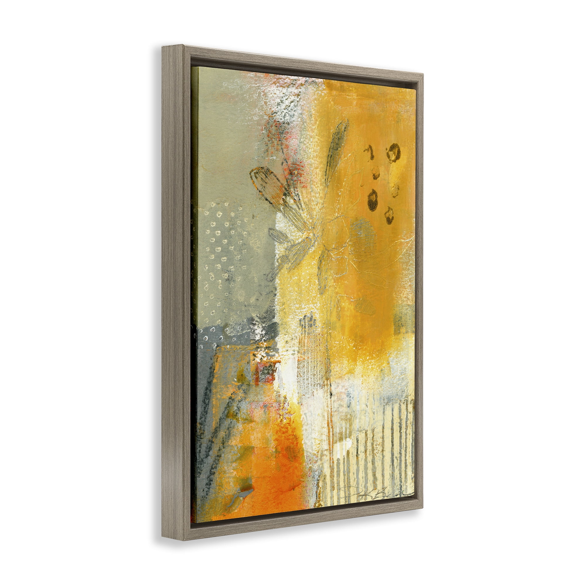 Stupell Industries Complex Rustic Abstraction Abstract Painting Brown Floater Framed Canvas Art Print Wall Art, 21 x 31