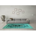thumbnail image 3 of Ahgly Company Machine Washable Indoor Rectangle Oriental Turquoise Blue Industrial Area Rugs, 5' x 8', 3 of 4