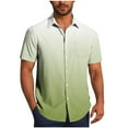 thumbnail image 3 of Sentmoon Mens Button down Blouse Plus Size Loose Turndown Collar Short Sleeve Stretchy Mens Blouses Gradient Color Woman Tops Fashion for Running & Gym Workout Green XL, 3 of 7