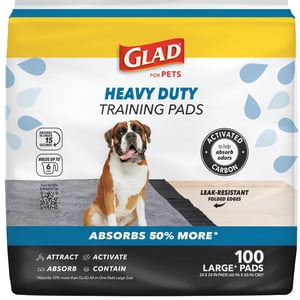 Glad For Pets Heavy Duty Activated Carbon Training Pads, 100ct