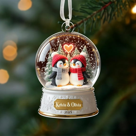 Personalized Penguin Couple Ornament – Cute Penguin Xmas Ornament, Our First Christmas Together, Perfect Gift for Couples