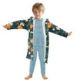 thumbnail image 7 of FORMRS Niños Bathrobe Unisex Hooded Robe Soft Plush Pajamas Sleepwear, Size 7-9T, Green Floral Oranges, 7 of 7